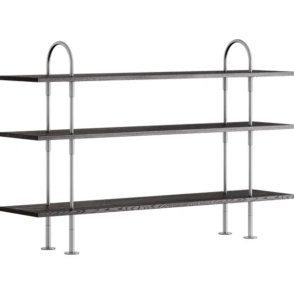Keen Hyllesystem Med 3 Hyller 160 cm Satengpolert Rustfritt stål / Svartbrun beiset Ask