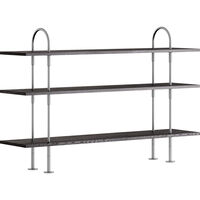 Keen Hyllesystem Med 3 Hyller 160 cm Satengpolert Rustfritt stål / Svartbrun beiset Ask