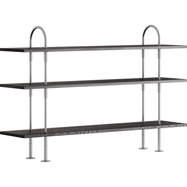 Keen Hyldesystem Med 3 Hylder 160 cm Satinpoleret Rustfrit stål / Sortbrun bejdset Ask