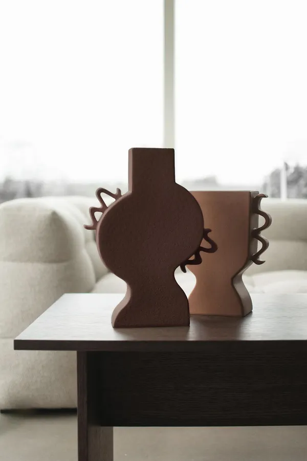 Flat Vase Stor Brun