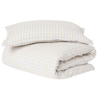Gingham Sky Blue Muslin Bäddset Junior 100x130 + 35x55 cm