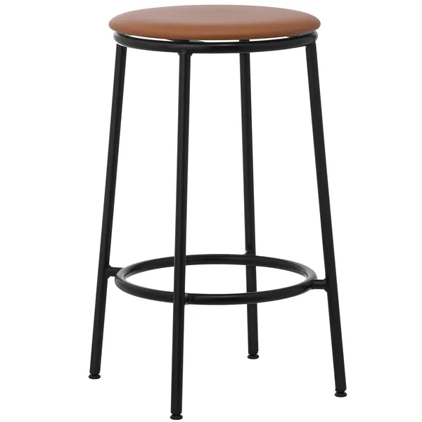 Circa Barstool 65 cm Black Steel Barstol Skum Brunt Lær