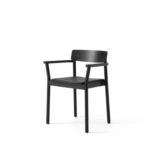 Betty TK11 Spisestol Med Armlener Sort Skinn/Sort Ask