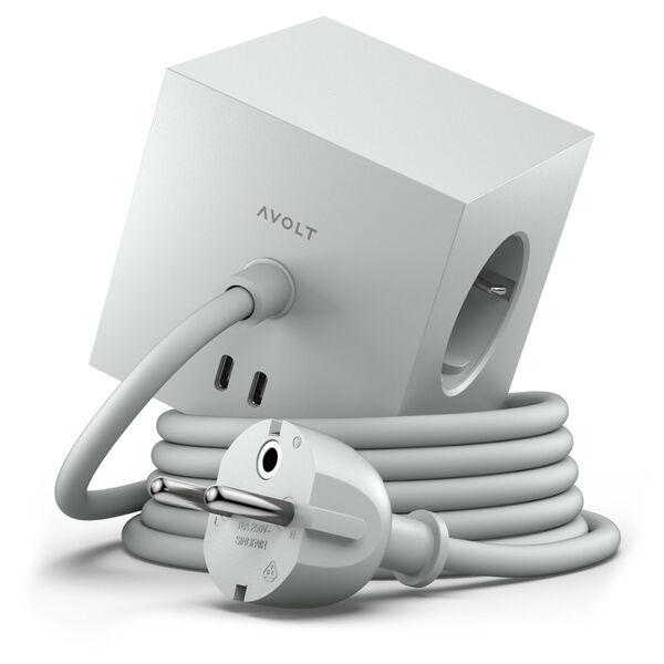 Square 1 Forlængerledning med USB-C / Magnet 18 m Gotland Grey