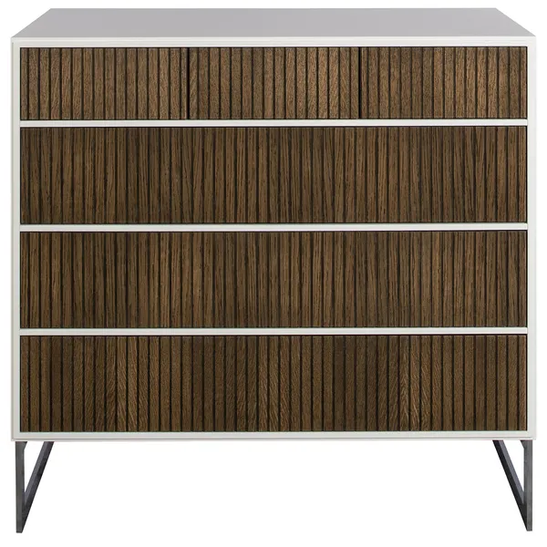 Line Burned Walnut Kommode 3+3 Skuffer Hvid / Krom
