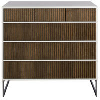 Line Burned Walnut Kommode 3+3 Skuffer Hvid / Krom
