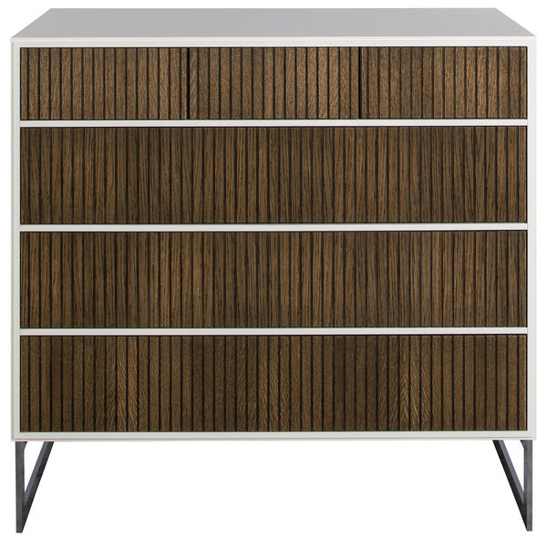 Line Burned Walnut Kommode 3+3 Skuffer Hvid / Krom