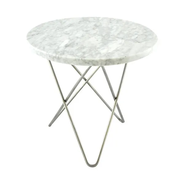 Mini O Sidebord Hvid Marmor/Stål