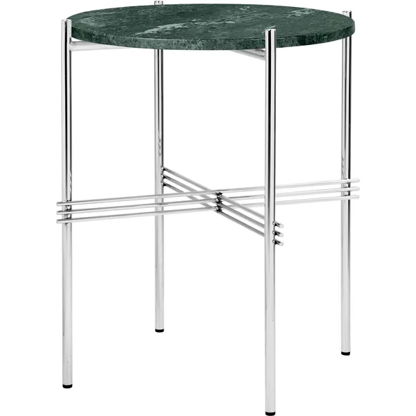 TS Sidebord 40 cm Poleret Stål / Grønt Guatemalamarmor