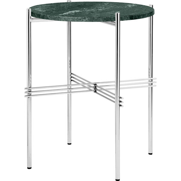 TS Sidobord 40 cm Polerat Stål / Grön Guatemalamarmor