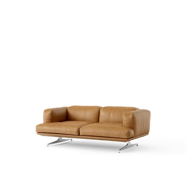 Inland AV22 2-Sits Soffa Cognac Läder/Polerad Aluminium