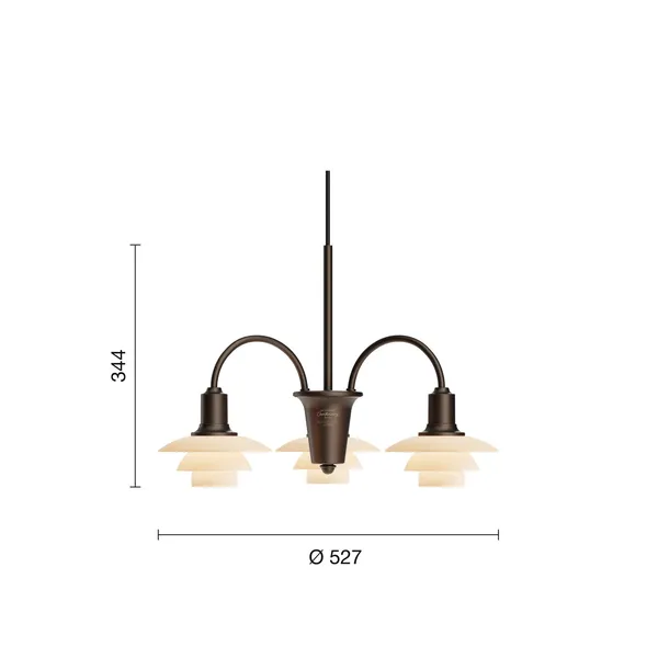 PH 1/1 Ljuskrona Med 3 Armar Centenary Edition Aged Brass / Dusty Terracotta