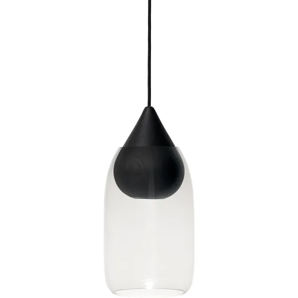 Liuku Drop Pendel Sortbejdset Lindetræ / Transparent Glas