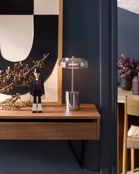 Blossi Mini Bordlampe Bærbar Krom / Klar