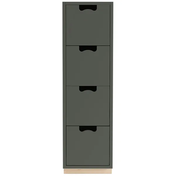Snö J4 Chest Of Drawers Green Khaki Base Oak