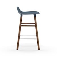 Form Barstol 65cm Blå/Valnøddetræ