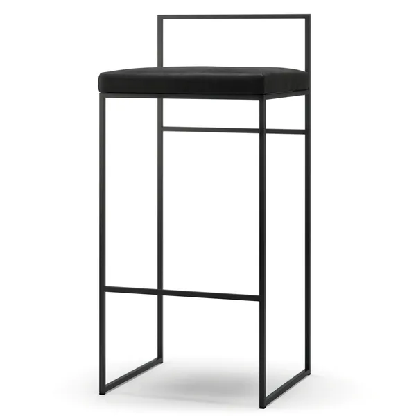 Barstol med Rygstøtte 90 cm Sort / Sort Fløjl
