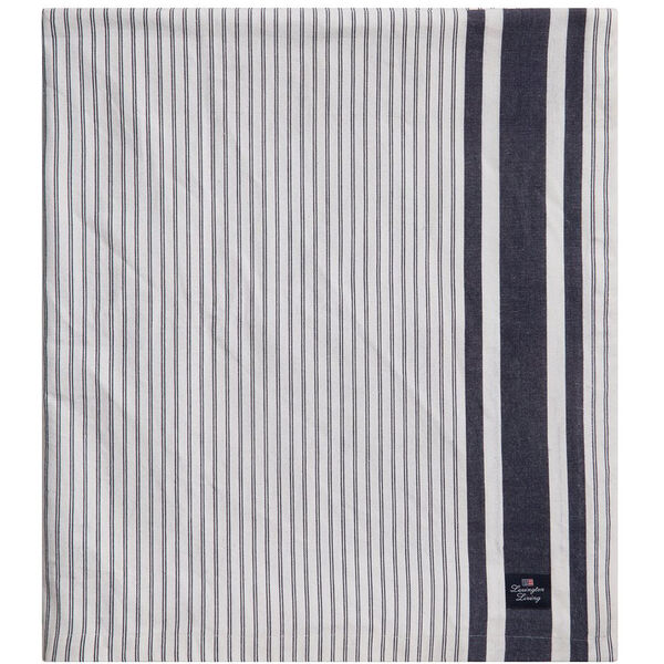 Icons Striped Organic Cotton Oxford Pöytäliina 150x350 cm Valkoinen / Dress Blue