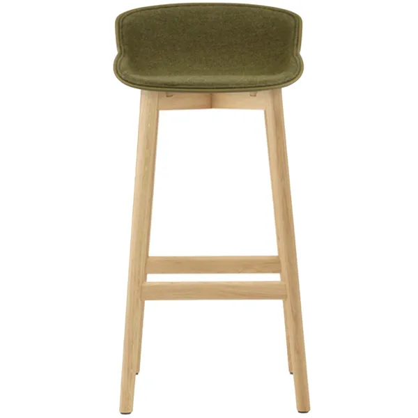 Hyg Barstol 75 cm Betrukket Forside Olivengrøn / Egetræ
