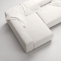 Grand 3-Sitssoffa Divan Vänster Bouclétyg Steam White