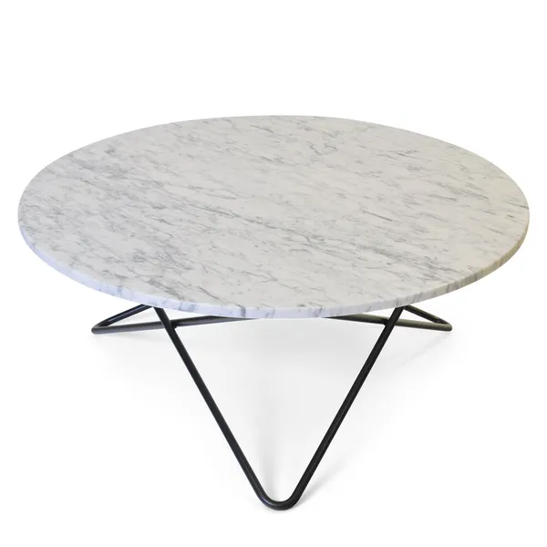 Large O Table Soffbord Ø100 cm Svart/Vit marmor