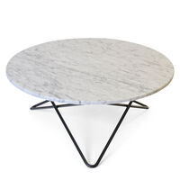 Large O Table Soffbord Ø100 cm Svart/Vit marmor