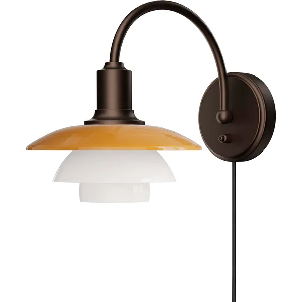 PH 2/2 Væglampe Med Ledning & Kontakt Centenary Edition Amber / Opal White