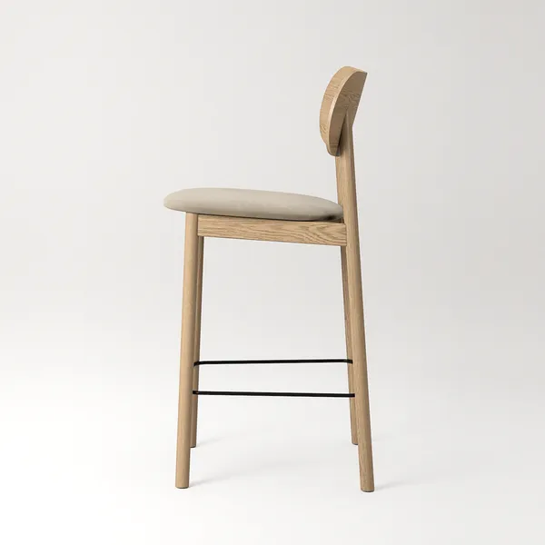 Elephant Barstol Naturlig Ek / Beige Sammet