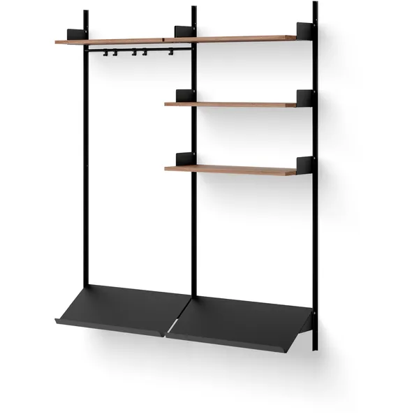Wardrobe 3 Hylle Sort / Valnøtt