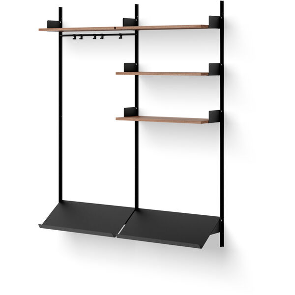 Wardrobe 3 Hylle Sort / Valnøtt