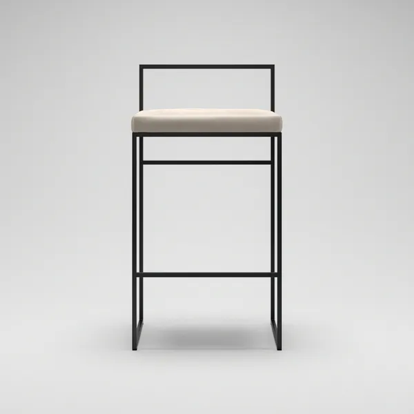Barstol Med Ryggstöd 80 cm Svart / Beige Sammet