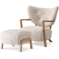 Wulff ATD2 Loungefåtölj + Fotpall Ek/Sheepskin Moonlight