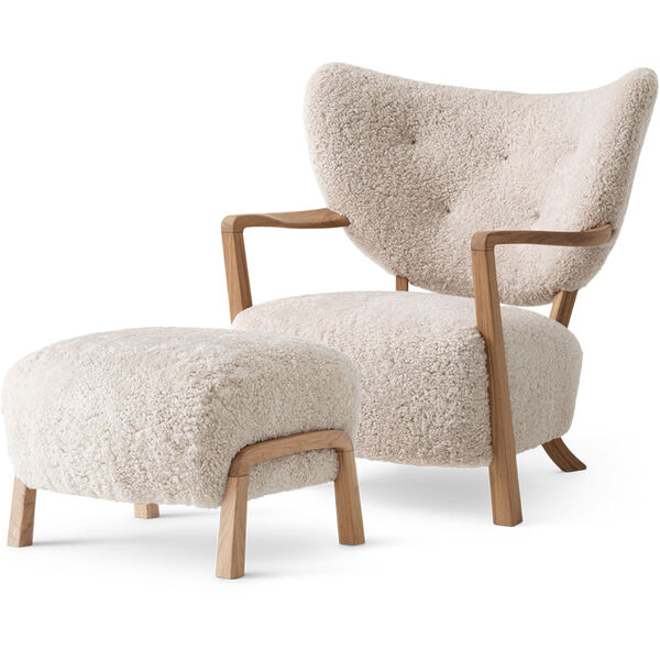 Wulff ATD2 Loungefåtölj + Fotpall Ek/Sheepskin Moonlight