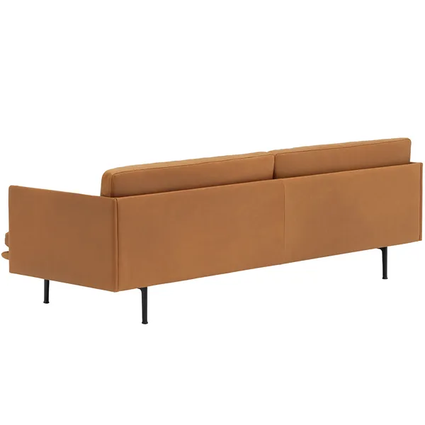 Outline Sofa 3-Pers Sort Aluminium / Refine Leather Cognac