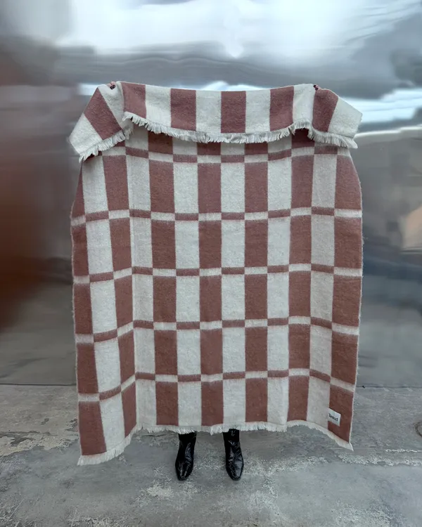 Hallin Plaid Mohair 130x170 cm Offwhite / Rust
