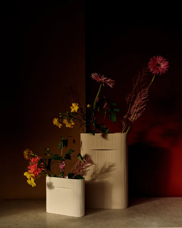 Ridge Vase 165 cm Offwhite