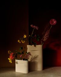 Ridge Vase 165 cm Offwhite