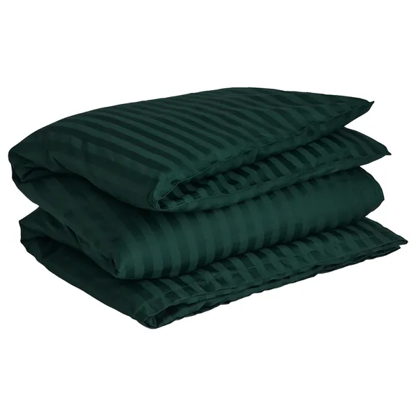 Sateen Stripes Dynebetræk 150x210 cm Tartan Green