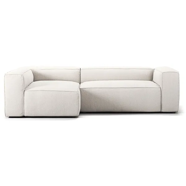 Grand 3-Sitssoffa Divan Vänster Bouclétyg Steam White
