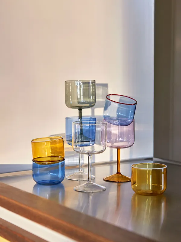 Tint Vinglass 2-pk Klar / Jade Blue