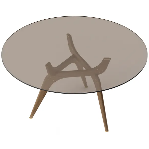 Triiio Spisebord Ø135 cm Røkt Eik / Bronseglass