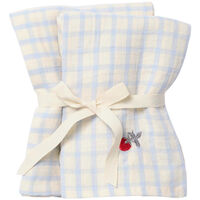 Gingham Sky Blue Muslin Tæppe 2-pak 60x60 cm