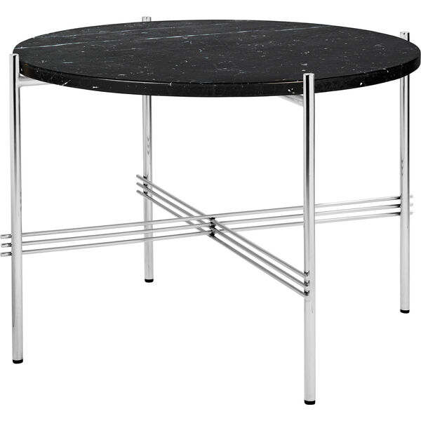 TS Soffbord 55 cm Polerat Stål / Svart Marquinamarmor