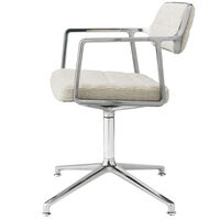 453 Drejestol Poleret Aluminium / Wavy Offwhite