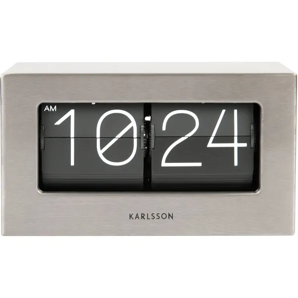 Boxed Flip Wall/Table Clock Brushed Steel
