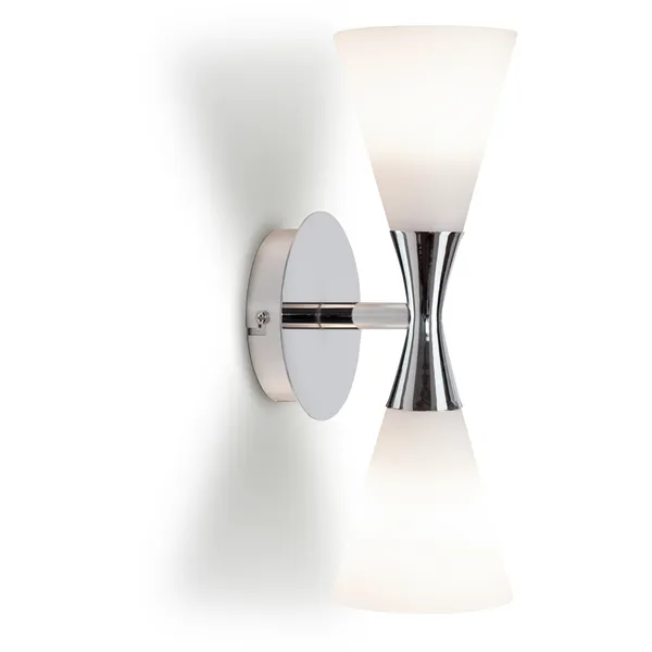 Harlekin Duo Vägglampa Krom/Vit