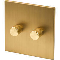 Double Rotary Wall dimmer Brass