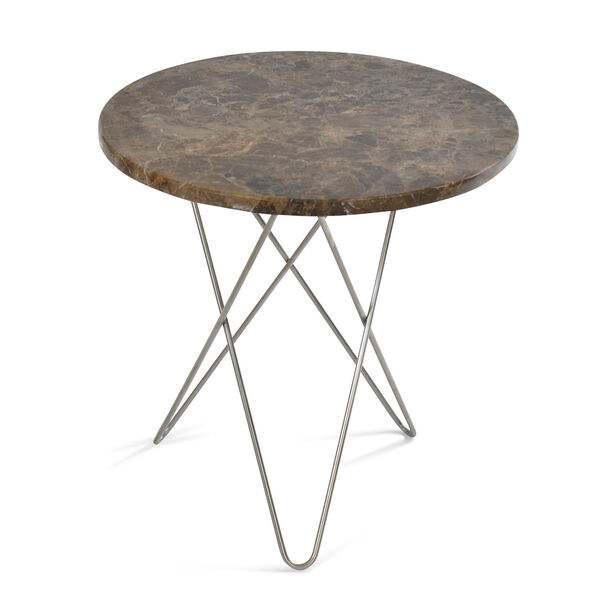 Tall Mini O Table Sidebord Ø50 cm Stål/Brun Marmor