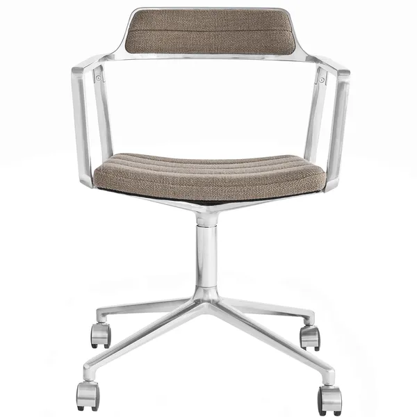 452 Snurrstol Med Hjul Mörk Sand / Polerad Aluminium
