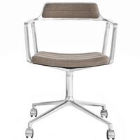 452 Snurrstol Med Hjul Mörk Sand / Polerad Aluminium